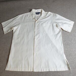Polo Ralph Lauren Shirt XL Beige Solid Caldwell Loop Collar Silk Blend